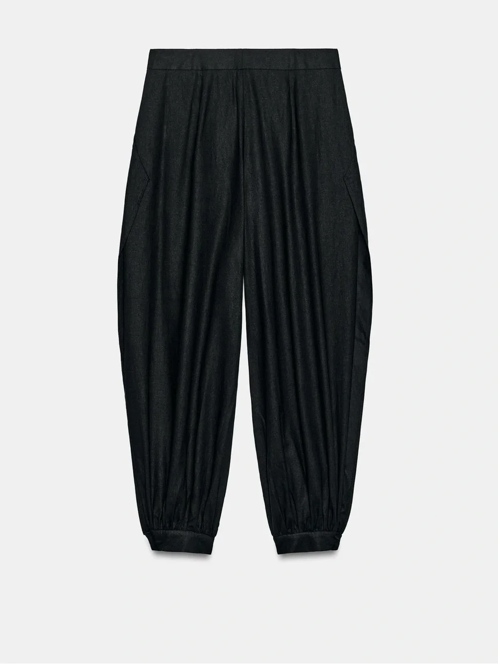 NWT Zara Slit Linen Mid-Rise Pants Sz:M Black